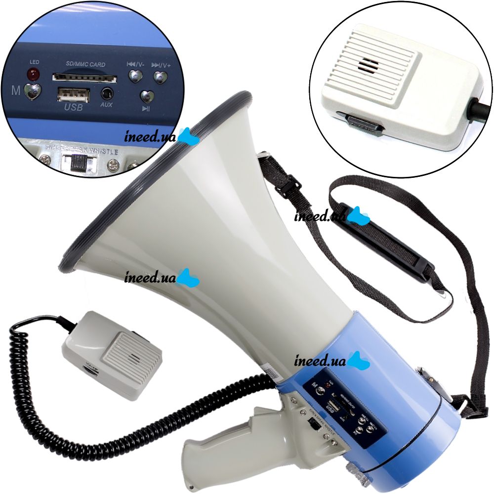 Picture of Show ER-66 USB Hand Mike Megaphone with Built-in Siren - Multicolor
