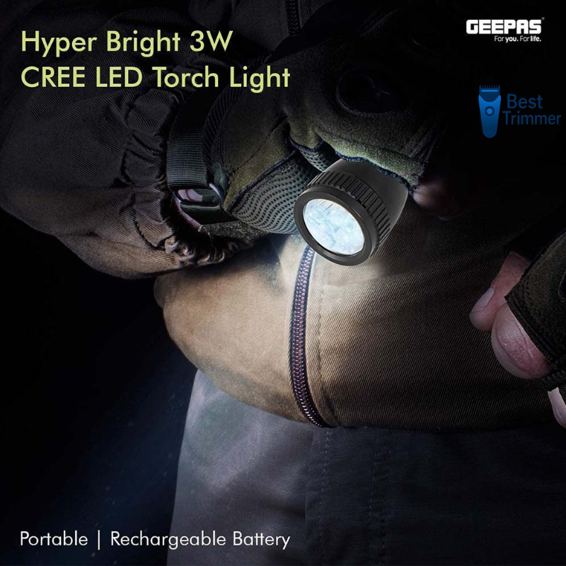 Picture of Geepas GFL3827 Rechargeable LED Flashlight - Black