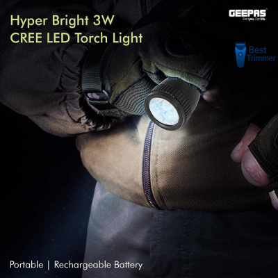 Picture of Geepas GFL3827 Rechargeable LED Flashlight - Black