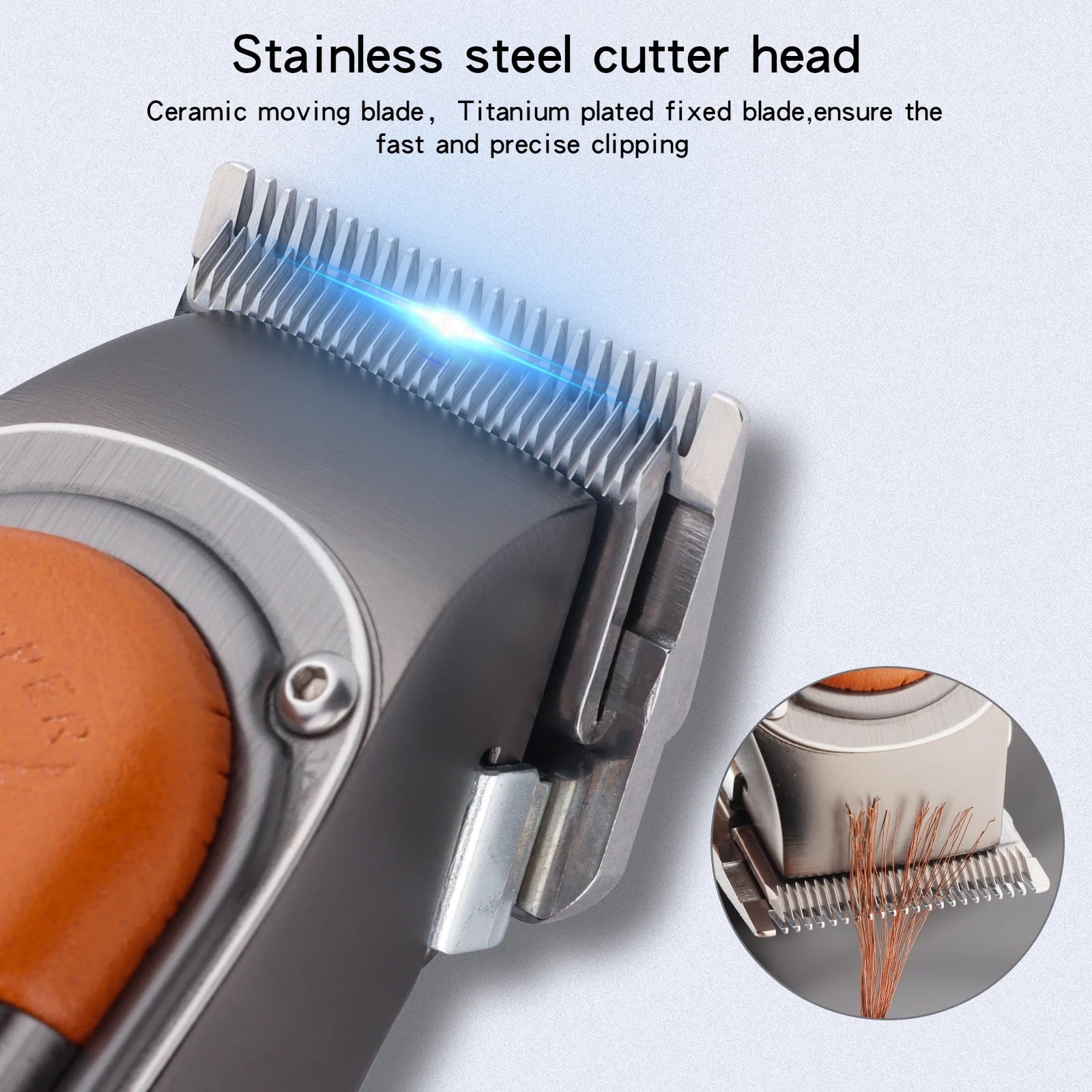 Picture of Kemei KM-1940 Adjustable Hair Trimmer Rechargeable Electric Cutting Machine Golden Metal Body Carbon Steel Blade Hair Clipper
