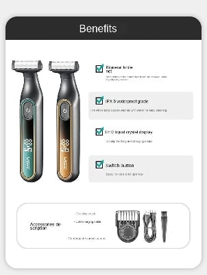 Picture of VGR 360 Hair Trimmer Waterproof Household Rechargeable Adjustable Hair Trimmer Full Body Washable Reciprocating Men's Trimmer