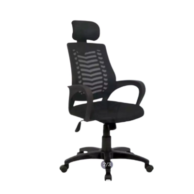 Picture of Furniture Finds Revolving Office Chair with Headrest  FF-Ec-07p  Black (V Mesh Plastic Base) (Black)