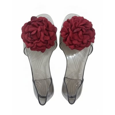 Picture of ‎Summer Sandals Women's Shoes Sandals Women's Summer Cyber Celebrity Flat Jelly Shoes Fish-toe Shoes Beach Women's Fashion (Red)