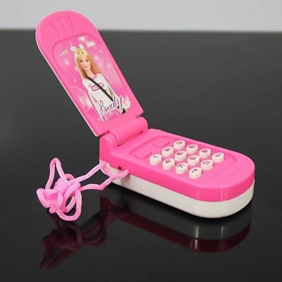 Picture of Toy Phone Musical Mini Cute Kids Toy Early Education Barbie Mobile Phone Cellphone Baby Toys with 3 Batteries By Gift Corner Shopping - Multicolor