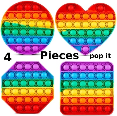 Picture of (4 Pack) Pop It Fidget Toys Pop Its Fidgets, Popits Fidget Toy Pack, Popit Figit Sensory Poppet Toys for Kids, Teens & Adults, Rainbow Popper Gifts Poppers Figetget Girls Boys Toddler Toys By Gift Corner Shopping - Multicolor