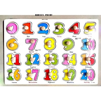 Picture of 1,2,3,4 Wooden Number Puzzle Math Set For Kids - Multicolor