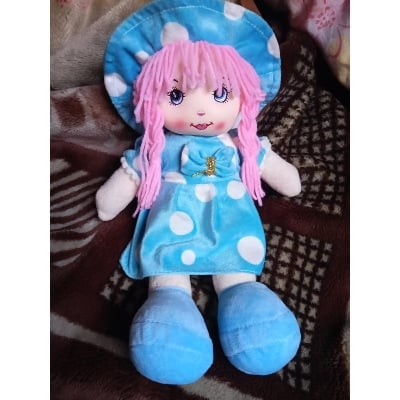 Picture of Cute Looking Smiling Doll Stuffed SOFT PLUSH DOLL Love Girl for Kids Baby with Cap By Gift Corner Shopping
