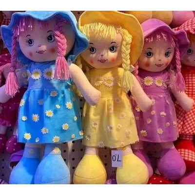 Picture of Cute Looking Smiling Doll Stuffed SOFT PLUSH DOLL Love Girl for Kids Baby with Cap By Gift Corner Shopping