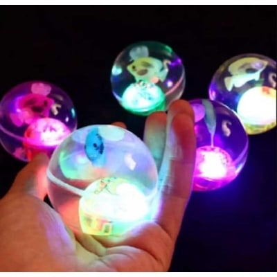 Picture of Flashing Luminous Ball Rubber Bouncing Ball LED Anti Stress Gift Fun Toys for kids By Gift Corner Shopping - Multicolor