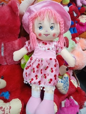 Picture of Cute Looking Smiling Doll Stuffed SOFT PLUSH DOLL big size Love Girl for Kids Baby with Cap By Gift Corner Shopping