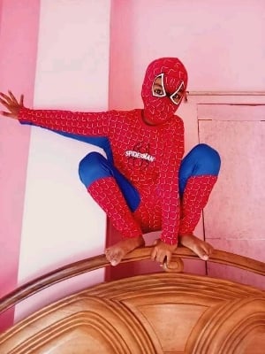 Picture of Spiderman Fancy Dress Costume Superhero Costume Kids Cartoon Fancy Dress for Costume Party By Gift Corner Shopping - Multicolor