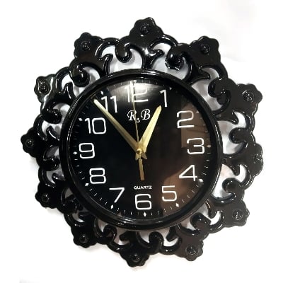 Picture of Advanced Precision - Beautifully Crafted Wall Clock with Unique Design - Pure Black and Chocolate Hues - Packed in a Quality Box - Black
