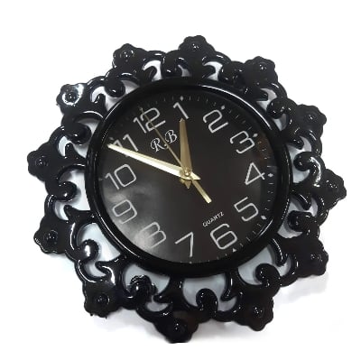 Picture of Advanced Precision - Beautifully Crafted Wall Clock with Unique Design - Pure Black and Chocolate Hues - Packed in a Quality Box - Black