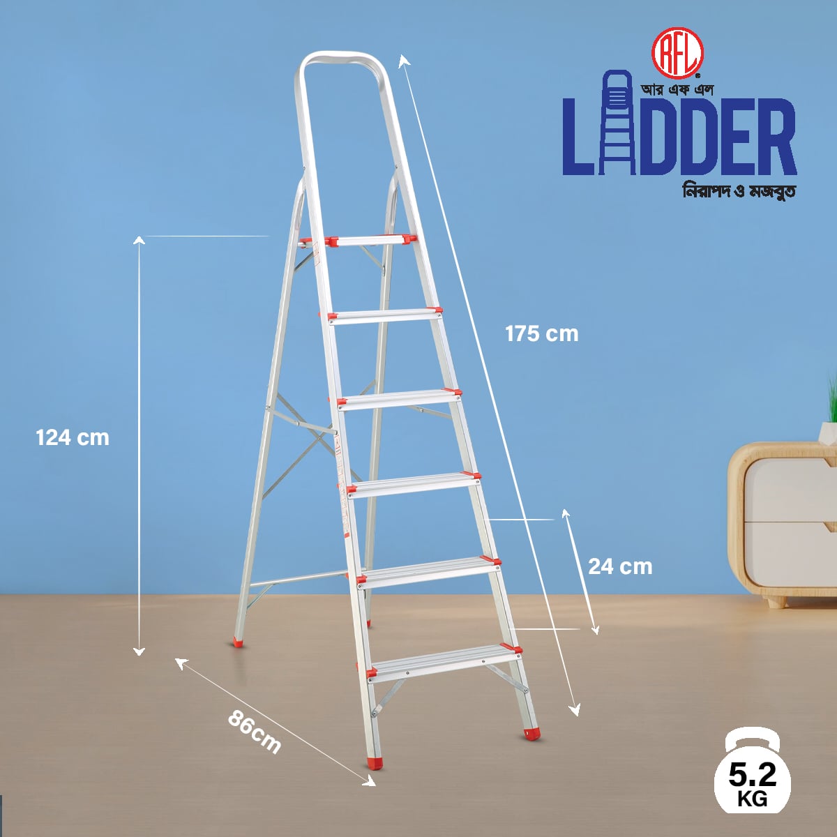 Picture of RFL House Hold Ladder 6 Step Narrow