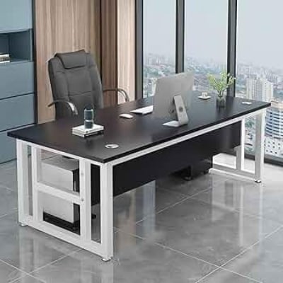Picture of Computer Desk with Drawers, Display Rack & Storage Shelves – Office Desk with CPU Stand, Writing & Study Table for Bedroom & Workstation