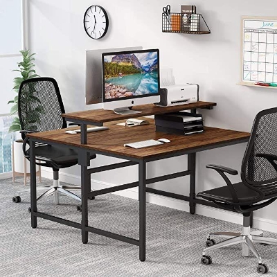 Picture of Desk Table with Metal Frame & Engineered Wood – Stylish & Sturdy Workstation for Home/Office Beige