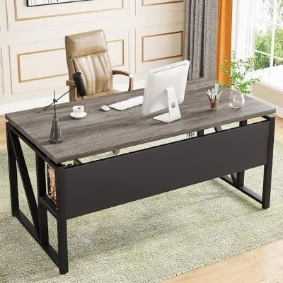Picture of Table with Metal Frame & Engineered Wood – Stylish & Sturdy Workstation for Home/Office Grey