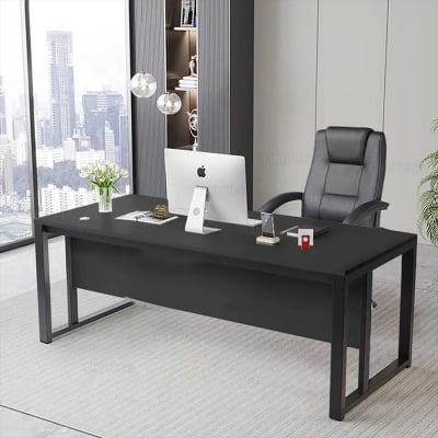 Picture of Table with Metal Frame & Engineered Wood – Stylish & Sturdy Workstation for Home/Office Black