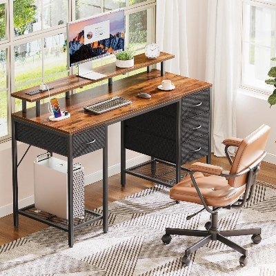 Picture of Table with Metal Frame & Engineered Wood – Stylish & Sturdy Workstation for Home/Office Beige