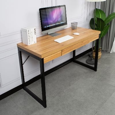 Picture of Table with Metal Frame & Engineered Wood – Stylish & Sturdy Workstation for Home/Office Beige