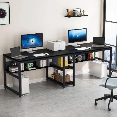 Picture of Modern Computer Desk Table with Metal Frame & Engineered Wood – Stylish & Sturdy Workstation for Home/Office Black