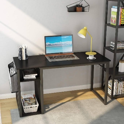 Picture of Modern Computer Desk Table with Metal Frame & Engineered Wood – Stylish & Sturdy Workstation for Home/Office Black
