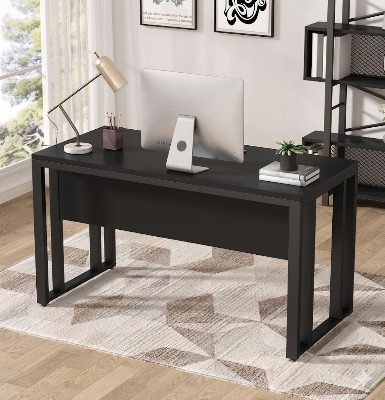 Picture of Modern Computer Desk Table with Metal Frame & Engineered Wood – Stylish & Sturdy Workstation for Home/Office Black