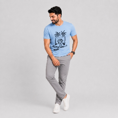 Picture of Sky Blue Slim Winner Men'S T Shirt 