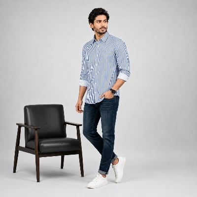 Picture of Winner Blue White Stripe Shirt 