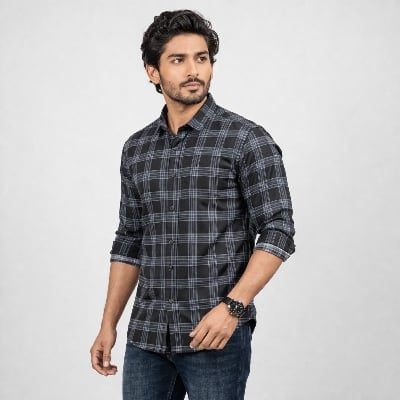 Picture of Winner Men's  Lt .Ash & Black  SHIRT