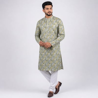 Picture of Winner Mens Yellow Panjabi 