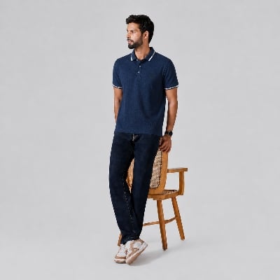 Picture of Winner Mens Navy  Polo T Shirt  - pink