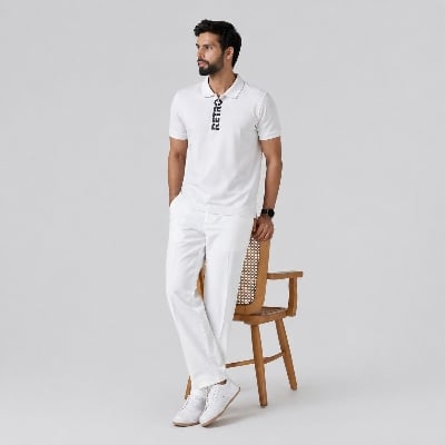 Picture of Winner Mens White Polo T Shirt  - pink