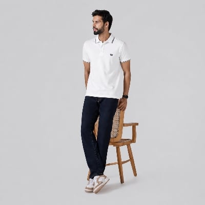 Picture of Winner Mens White Polo T Shirt  - pink