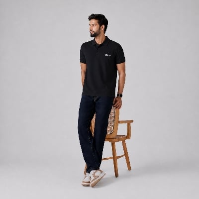 Picture of Winner Mens Black Polo T Shirt  - pink