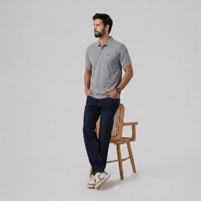 Picture of Winner Mens   Forest Grey  Polo Shirt  - blue