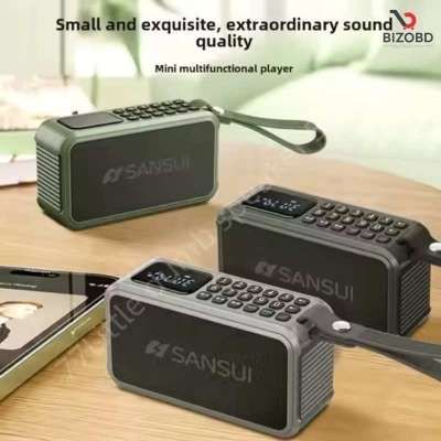 Picture of SANSUI F62 Portable Stereo Bass Bluetooth Speaker Vintage Bluetooth Speaker Mini Radio Walkman Music Player Supports TWS/FM/AUX - Multicolor