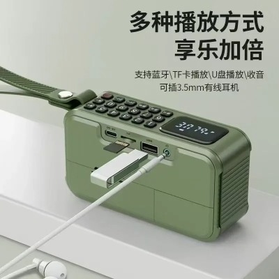 Picture of SANSUI F62 Portable Stereo Bass Bluetooth Speaker Vintage Bluetooth Speaker Mini Radio Walkman Music Player Supports TWS/FM/AUX - Multicolor