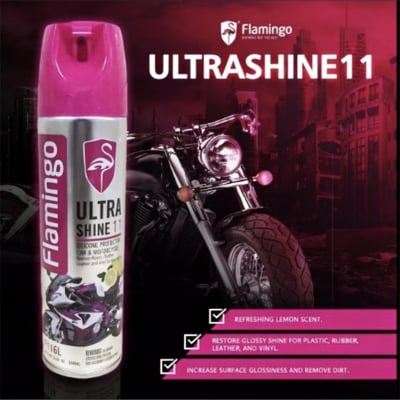 Picture of Flamingo Ultra Shine 11 Silicone Protector Car & Motorbike-450ml, Flamingo Ultra Shine Spray Polish, Motorcycle silicon shine spray polish