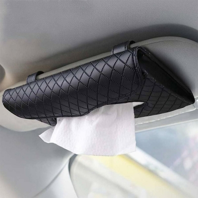 Picture of Car Tissue Holder,Best quality /imported PU Leather Tissue Box for car sun visor