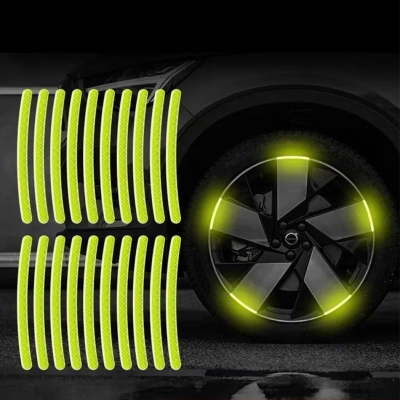 Picture of 20pcs 3D Reflective Tire Rim Stripe Sticker for Car Motorcycle Cycling Bike Bicycle Night Safety Stripe Universal Anti-Scratch Reflective Rim Stickers