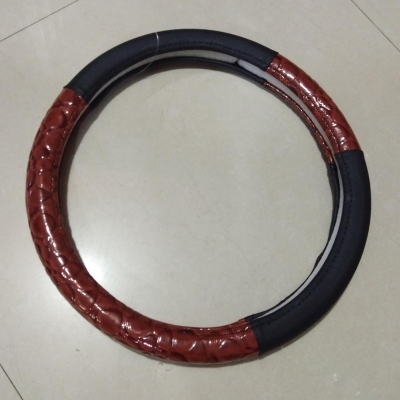 Picture of Car Steering Wheel Cover black and wooden