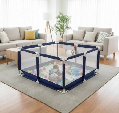 Picture of Baby Playpen  Play Yard for , Kids Safety Play Area with  Mesh,  Frame, Indoor Outdoor Activity Center-Navy Blue