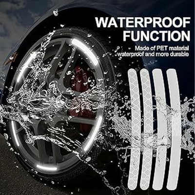 Picture of 20pcs 3D Reflective Wheel Tire Rim Stripe Sticker for Car Motorcycle Cycling Bike Bicycle Night Safety Stripe Universal Anti-Scratch Reflective Rim Stickers - WHITE