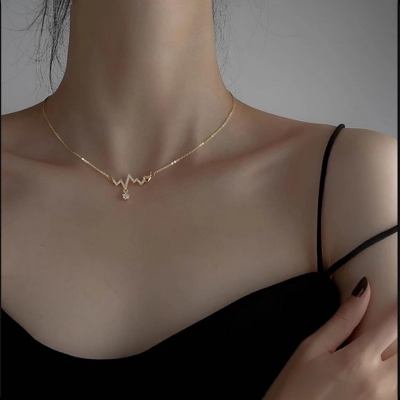 Picture of korean style Heartbeat Pendant Necklace for Women