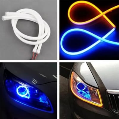 Picture of 2-pc Flexible Car DRL Daytime Running Light Headlight Strip Turn Signal LED Flowing Bar