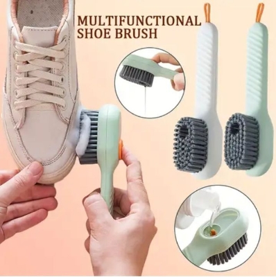 Picture of Multifunctional Liquid Shoe Brush, Liquid Adding Soft Fur Cleaning Brush, Multifunctional Shoe Brush with Liquid Box, Long Handle Automatic Liquid Adding Cleaning Brush Multicolor Int: One size