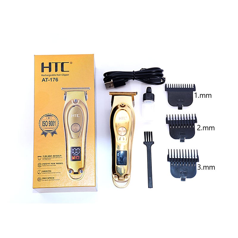 Picture of HTC AT-176/179 Professional Men's Hair Trimmer and Beard Trimmer for Hair Removal, Face, Head and Body Hair, LED Display, Hair Trimmer with Ultra Sharp Blades, Gift Man