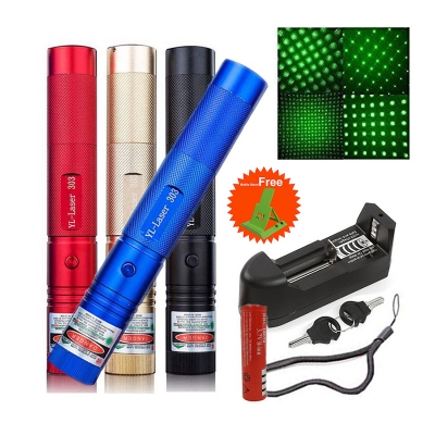 Picture of USB-Rechargeable-Wireless-Long-Range (20 Miles) High-Beam-Super-Bright-Green-Laser-Pointer-303 -Multicolor