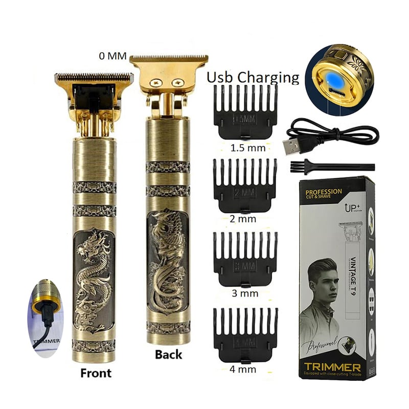 Picture of T9 Vintage USB C Type cable with Rechargeable Hair Trimmer metal body For Men and Women